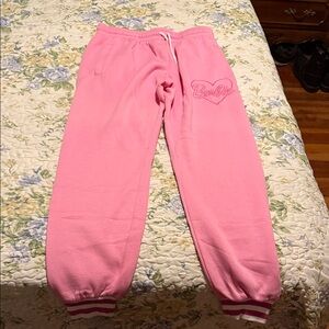 Barbie Heart Embroidered Pink Joggers